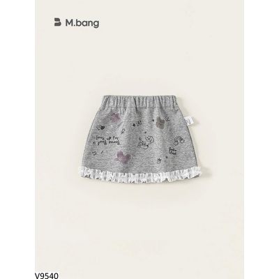 V9540 CHÂN VÁY HỌA TIẾT VIỀN REN BG