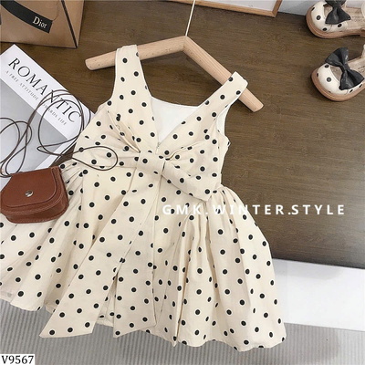 V9567 VÁY CHẤM BI HỞ LƯNG