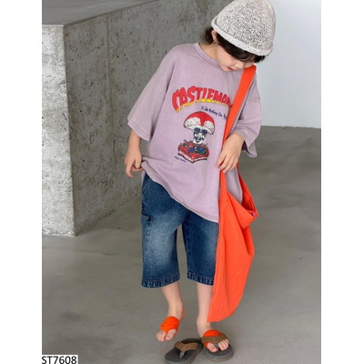 ST7608 SET ÁO THUN TÍM MIX SHORT JEANS BT