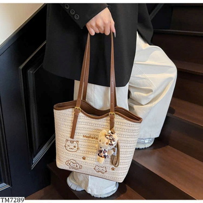 TM7289 TÚI TOTE DỆT MINI THÊU GẤU