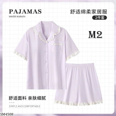 SM4508 SET PIJAMA CỘC TAY VIỀN BÈO