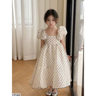 V9588 VÁY CÔNG CHÚA CHẤM BI BG