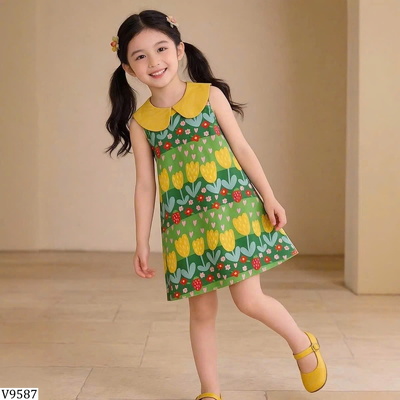 V9587 VÁY HOA CỔ SEN PREMIUM