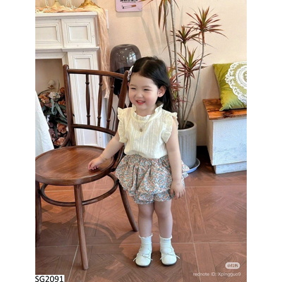SG2091 SET ÁO SÁT NÁCH MIX QUẦN HOA CHO BG