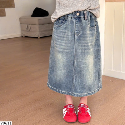 V9611 CHÂN VÁY JEAN DÁNG DÀI AMBBKIDS