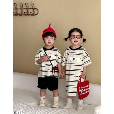 SD374 SET COUPLE CÚN KẺ NGANG