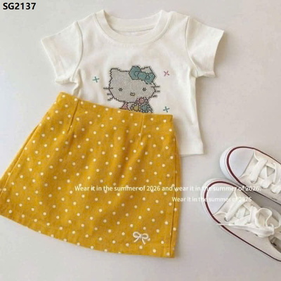 SG2137 ÁO PHÔNG HÈ VÀ CHÂN VÁY CHỮ A CHO BÉ