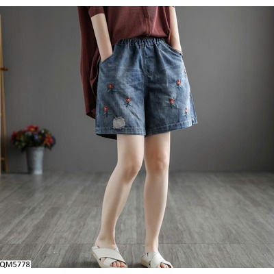 QM5778 QUẦN SHORT JEAN HOA CHO NỮ