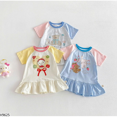 V9625 VÁY KITTY ĐUÔI CÁ PHỐI MÀU TAY