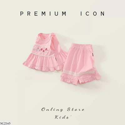 SG2165 BỘ SHORT BÉ GÁI NHÀ PREMUM ICON