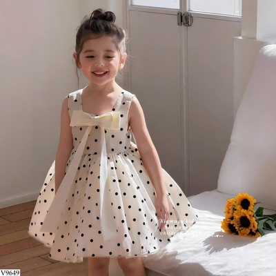 V9649 VÁY NƠ CHẤM BI CHO BÉ GÁI