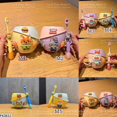 PK0832 SET CỐC + BÀN CHẢI ĐÁNH RĂNG HOẠT HÌNH CHO BÉ