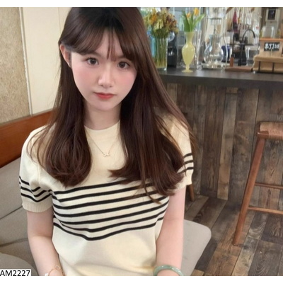 AM2227 ÁO LEN TAY NGẮN SỌC NGANG