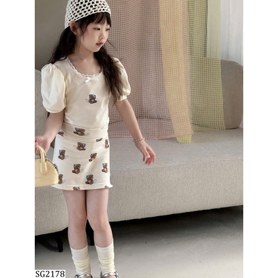 SG2178 ÁO THUN GẤU PHỐI CHÂN VÁY