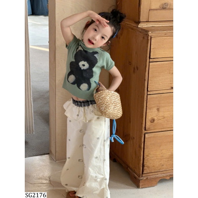 SG2176 SET ÁO THUN GẤU PHỐI QUẦN BÈO