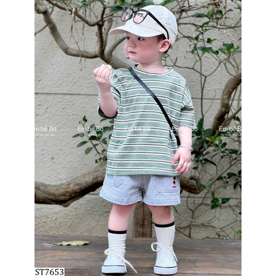 ST7653 SET ÁO PHÔNG KẺ QUẦN SHORT