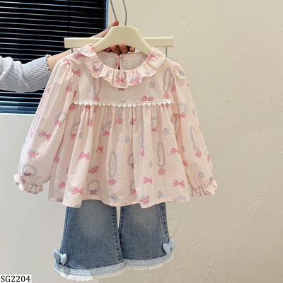 SG2204 SET ÁO BABYDOLL PHỐI QUẦN JEAN