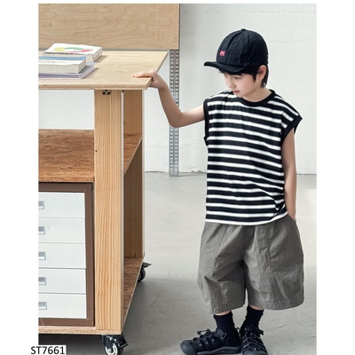 ST7661 SET TANKTOP KẺ MIX QUẦN SHORT AOAOKIDS