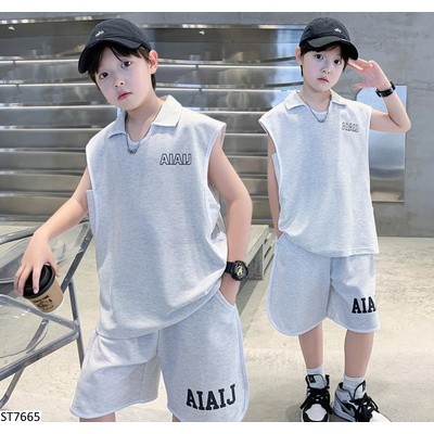 ST7665 SÉT TANKTOP THỂ THAO BÉ TRAI (lưu ý: màu xám hàng về giống ảnh web)