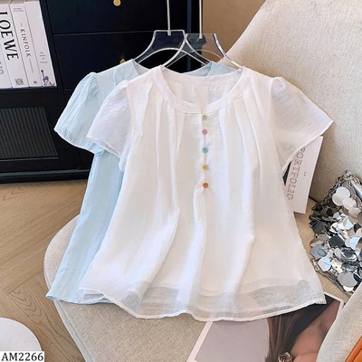 AM2266  ÁO BABYDOLL TAY NGẮN NÚT MÀU
