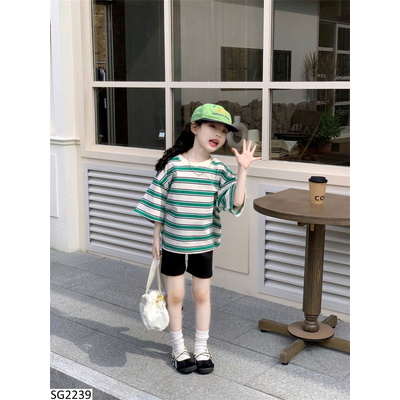 SG2239 SET ÁO KẺ MIX QUẦN LEGGING LỬNG CHO BG