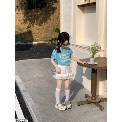 SG2237 SET ÁO PHÔNG CHỮ MIX CHÂN VÁY CHO BG