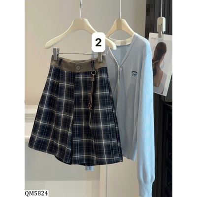 QM5824  QUẦN SHORT KẺ CHO NỮ ANNA