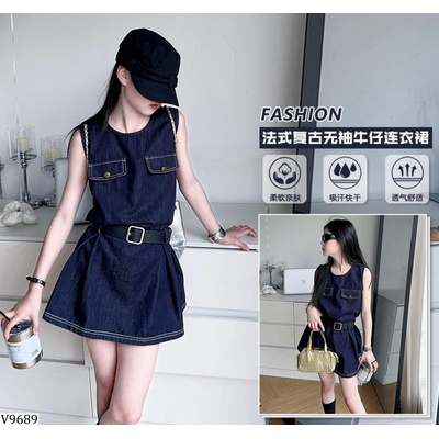 V9689 VÁY DENIM SÁT NÁCH SZ ĐẠI