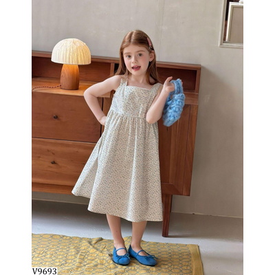 V9693 ĐẦM HOA NHÍ 2 DÂY BẢN TO