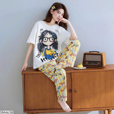 SM4638  BỘ COTTON NỮ QUẦN DÀI ÁO CỘC