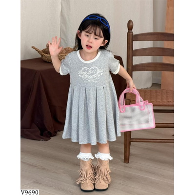 V9690 ĐẦM COTTON XẾP LY XÒE XINH XẮN