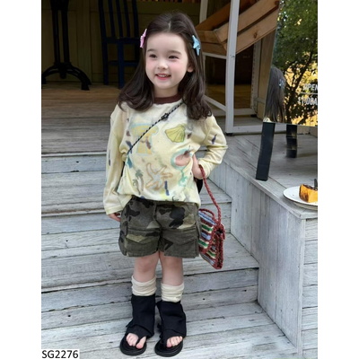 SG2276 SÉT ÁO HỌA TIẾT MIX QUẦN SHORT RẰN RI CHO BG