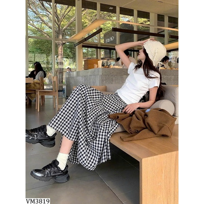 VM3819  CHÂN VÁY KẺ CARO ANNA