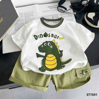 ST7691 SET BỘ BÉ TRAI ÁO KHỦNG LONG + QUẦN SHORT