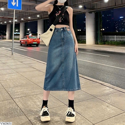 VM3831 BST CHÂN VÁY JEANS DÁNG DÀI