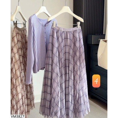 VM3827 CHÂN VÁY KẺ DÁNG DÀI ANNA