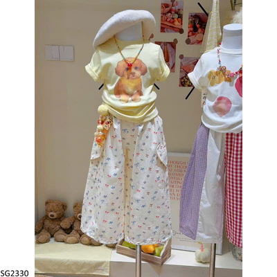 SG2330 SET ÁO HÌNH CÚN MIX QUẦN HỌA TIẾT CHO BG
