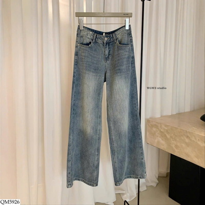 QM5926 QUẦN JEAN ỐNG RỘNG DÁNG THẲNG NỮ NHÀ W.G.W.E