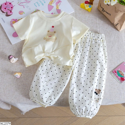 SG2379 SET ÁO GẤU QUẦN CHẤM BI CHO BG