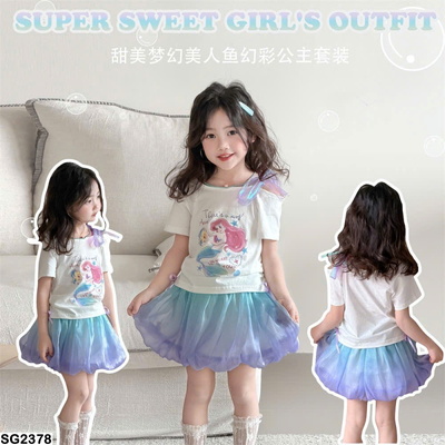 SG2378 -GIÁ MỚI- SET ÁO CÔNG CHÚA PHỐI CHÂN VÁY CHO BÉ GÁI