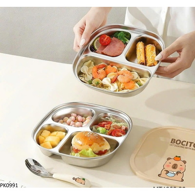 PK0991 KHAY CƠM INOX CHO BÉ KÈM NẮP