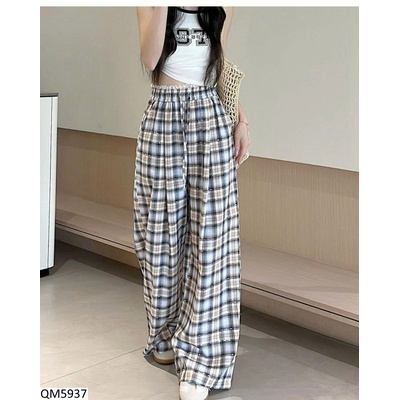QM5937 QUẦN ỐNG RỘNG KẺ CARO CHO NỮ