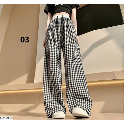QM5939 QUẤN ỐNG RỘNG KẺ CARO