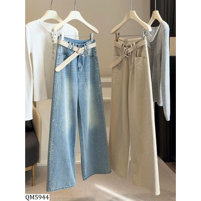QM5944 QUẦN JEANS RỘNG ĐÍNH ĐÁ ANNA