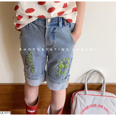 QG5573 JEANS LỬNG THÊU DÁNG SKINNY ADBABY