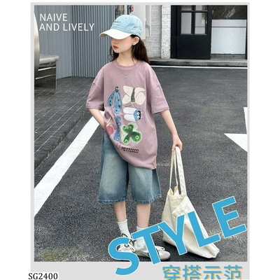 SG2400 ÁO THUN HỒNG MIX JEANS LỬNG BG SZ ĐẠI