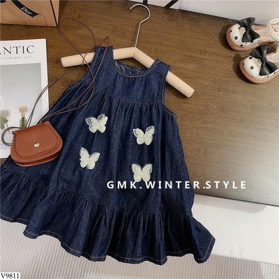 V9811 VÁY SÁT NÁCH DENIM CHO BG