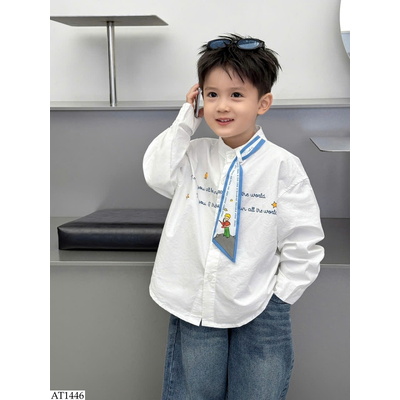 AT1446 ÁO SƠ MI PHỐI CHỮ CHO BT