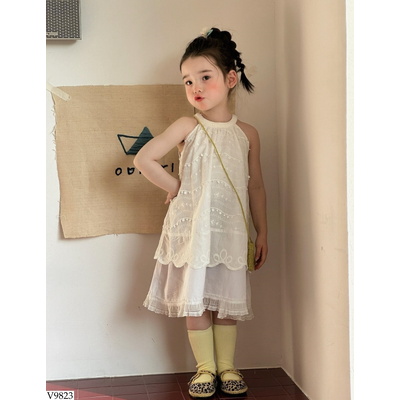 V9823 VÁY CỔ YẾM GIẢ 2 TẦNG