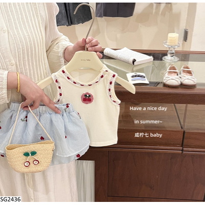 SG2436 SET ÁO SÁT NÁCH MIX CHÂN VÁY KẺ CHO BG